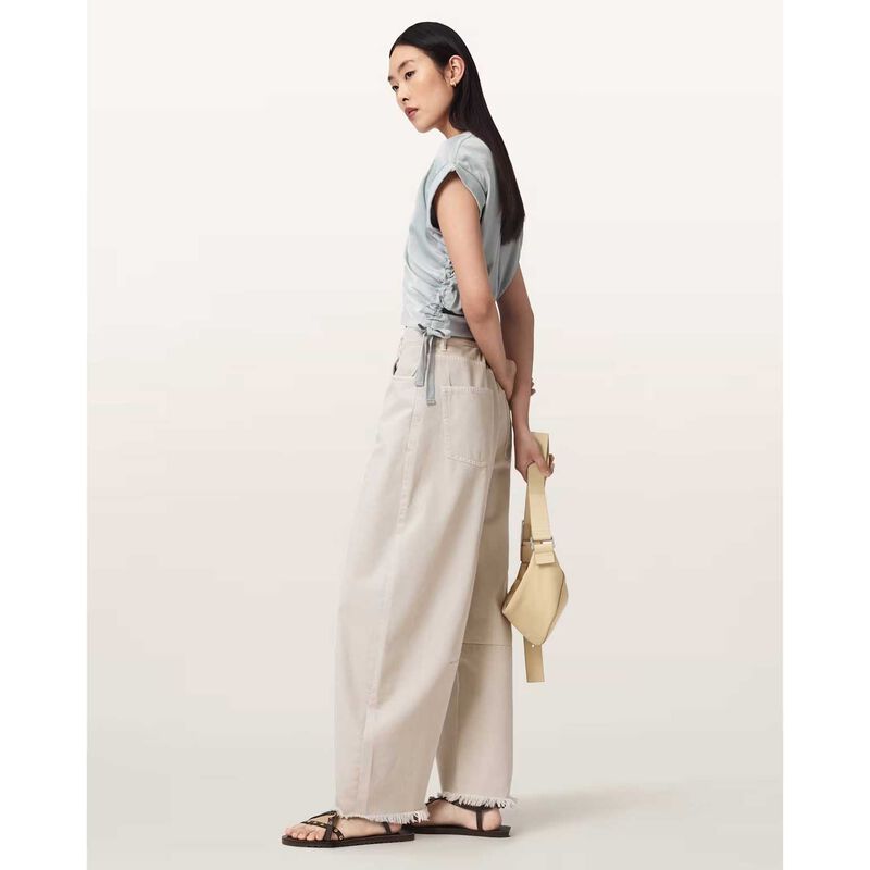 AllSaints Mira Cropped Satin Drawcord Tee image number 3